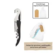 Black Corkscrew Doubled Hinged Waiters Wine Key Bottle Opener with Foil Cutter