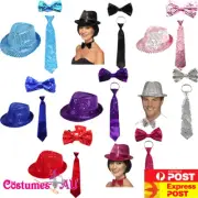 1920s Sequin Hat Necktie Bow Tie Bowtie Set Magician Wedding Ringmaster Costume