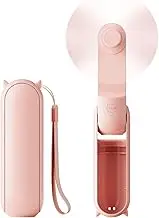 XICEN Portable Handheld Fan, Foldable Small Fan, Mini Hand Held Fan with USB Rechargeable 2000mAh Battery, Eyelash Fan for Girls, Travel For Women, Outdoor (PINK)