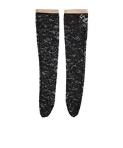 Valentino Floral Patterned Long Socks S/M Black