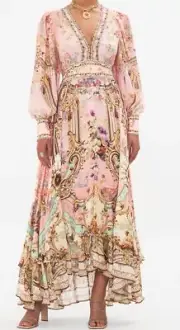 Camilla Dress Long Button Front Letters From The Pink Room Silk Sz S $959