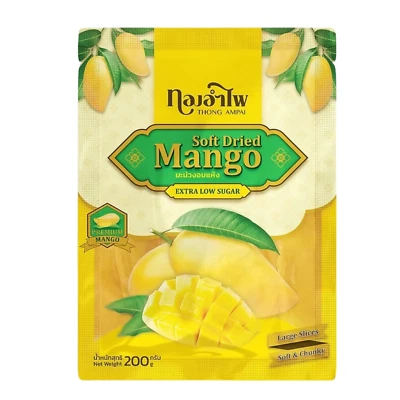 SOFT DRIED MANGO – Naturally Sweet & Extra Low Sugar | Thai Dessert | 200g