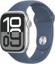 Apple Watch Series 10 GPS 42mm Silver Aluminium Case - Denim Sport Band - S/M