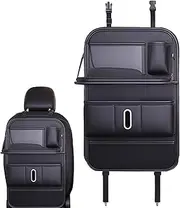 Backseat Organizer,Automotive Seat Back Organizers Pockets - Leather Multifunctional Tablet Holder Tissue Box, Storage Bag with Foldable Food Tray for Kids Adults