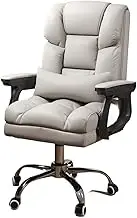 Ergonomic Office Chair Ergonomic Middle Back Cushion Lumbar Back Support, Home Office Desk Chair, Adjustable Executive PU Leather Chair with Wheels Desk Chair(White)