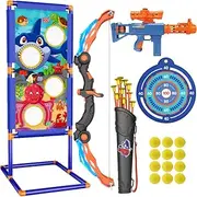 KKONES Shooting Game Toy for Boys - 2 Player Toy Foam Blaster Air Guns, Standing Shooting Target, Birthday Gifts for Age 3 4 5 6 7 8 9 10-12 Years Old Kids, Girls