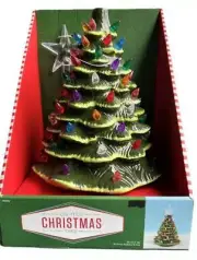 Hobby Lobby Lighted Ceramic Green Christmas Tree Nostalgia 8 X 8 X 15 Brand New