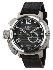 U-Boat Chimera Nero Automatic Black Dial Black Leather Date Mens Watch 9605