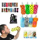 4 Pc Flexible Collapsible Reusable Water Bottles Bag Camp Gym Bpa Free