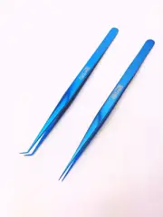 NYLashes Eyelash Extensions 14 mm dark blue tweezers 2pcs