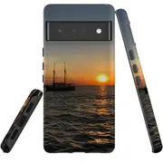 For Google Pixel 6 Pro Case Tough Protective Cover Sailing Sunset