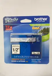Genuine Brother P-Touch Label Maker Tape 1/2” (12mm) X 26.2” White On Clear New