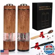 Electric Salt and Pepper Grinder Set, Battery Operated Pepper Grinder with LE