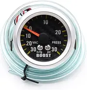 STGTZPLPDU 2" 52mm Auto Car Turbo Boost Gauge + Sensor -30~30 PSI Analog Carbon Fibre Face Meter White Background Light Vacuum Meter Boost Meter