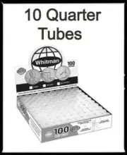 10 Crystal Clear Round Tubes For Quarter Coins Safe Storage Whitman/ Harris NEW