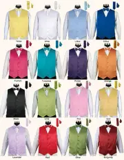 Men's Tuxedo Vest 4 Piece Set #004 - Vest w/ Bow Tie Hanky & Necktie
