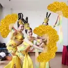 Long Imitation Peacock Silk Fans Folding Performance fan Square Dancing