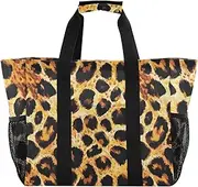 [sanluoli] Tote Bag For Women Foldable Beach Bags With Compartments Canvas Tote Bag For Car, Leopard Oil Valentine, 1 size