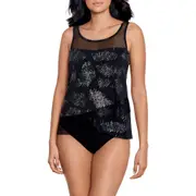 Miraclesuit® Iridium Mirage Underwire Tankini Top in Black at Nordstrom, Size 18