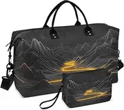 [ZRYSMY] Duffel Bag for Traveling, Landscape Moutain Gold Travel Bag Gym Bag, with Multiple Interior Pockets Shoulder Weekender Bag for Women Men with Toiletry Bag 20.5L x 1.9W x 13.8H, Multi-Colored