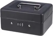 HOODANCOS Cash Box with Combination Lock Money Box for Secure Storage Black for Cash Coins and Keys for