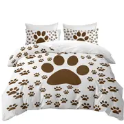 Cute Brown Dog Paw and Little Paw Pattern Quilt Cover