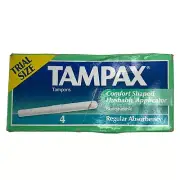 Vintage Tampax Tampons (4) Pack Regular 1991 Trail Size USA Movie Set Prop