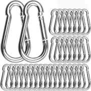 100 Pack Spring Snap Hook, Carabiner Clip Galvanized Steel, Silver Quick Link...