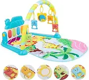 Besswin Baby Gyms Play Mat, Activity Center with Portable Play Piano Gym Mat & Lights Toy,Five Hanging Toys for Interactive Play Soft, Infant Tummy Time Mat Perfect Baby Toys for Newborns and Toddlers