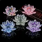 Glass Crystal Lotus Flower Holder Home Crafts Decor Candlestick Tea Light Candle
