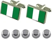[Select Gifts] Shirt Dress Studs Nigeria Flag Cufflinks