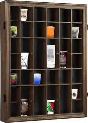 Shot Glass Display Case, 34 Shot Glass Holder Display Case for Wall, Shot Glass