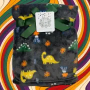 NEW Dinosaurs Dinosaur Plush Baby Blanket Volcanos Brontosaurus Gray Little Joy