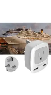 Power Plug Adapter with 2 USB 1 Outlet for US Travel to London Ireland Malaysia