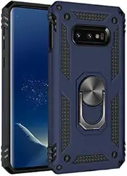 Cavor for Samsung Galaxy S10e Case (5.8") TPU Case PC Bumper 360° Rotation Ring Holder Kickstand Back Cover [Work with Magnetic Car Mount] Shockproof Protective Cover-Navy Blue