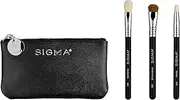 SIGMA Glam and Go Mini Eye Brush Set for Women - 4 Pc Set: Blending E25, Shading E55, Pencil E30, Beauty Bag