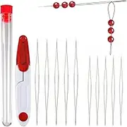 Paifeancodill Big Eye Beading Needles, 5 Pcs Seed Beads Needles, 1 Pcs Scissors, Easy Threading Tool for Bracelet Jewelry Making Seed Beads DIY, Crystal Cord for Jewelry Making & Beading Supplies(6 Pcs)