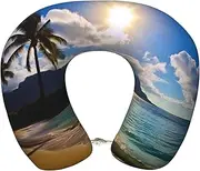 LHBWCVN Travel Neck Pillow for Airplanes Comfort Head and Neck Support Memory Foam - U-Shaped Neck Travel Pillow for Sleeping Hawaii Beach Neck Pillows for Flight Headrest Sleep