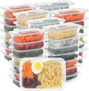 KGYMJR 50 SETS Takeaway Containers, Disposable Food Storage Containers with Airtight Lids, 50Pcs Reusable Deli Meal Prep Containers, Leakproof, Microwaveable, Dishwasher & Freezer Safe