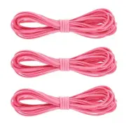 3Pcs Faux Suede Leather String, 4.4 Yards 3mm Flat Suede Cord, Peach Red
