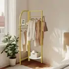 Large Corner Clothes Stand Freestanding Gold Metal Coat Garment Rack Entryway AU