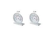 2x Mastercraft Round 10cm Stainless Steel Fridge Freezer Thermometer Hanging SLV