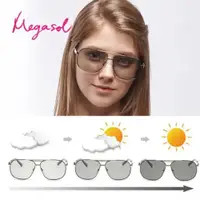 在飛比找ETMall東森購物網優惠-【MEGASOL】寶麗萊UV400偏光矩方金屬雷X太陽眼鏡(