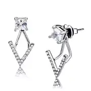 Edwin Earls Women's Princess cut Stud Earrings in Stainless Steel with AAA Quali