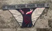 NWT VICTORIA'S SECRET PINK L FLORAL SILVER THICK LOGO BAND RARE BIKINI PANTIES