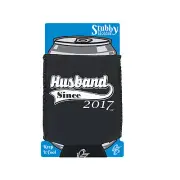 Husband Since 2017 - Novelty Funny Gift Stubby Holder With Base Gifts