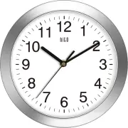 HITO 10 Inch Silent Wall Clock Battery Operated Non Ticking Glass Cover Silver A