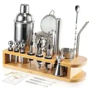 Cocktail Shaker Set Mixology Bartender Kit with Bamboo 26 PCS Cobbler Shaker