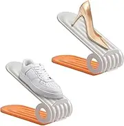 Doiyislem Shoe Stacker, Shoe Slot Organiser - Non-Slip, 4-Level Adjustable, Space-Saving 50% Shoe Holder, Slim, Thickened Shoe Rack for Most Children's Shoes, Slippers