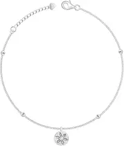 [Generic] 925 Silver Waterlily Charm Anklet,Single| Gifts for Women and Girls By Indian Collectible, Medium, Metal, no gemstone